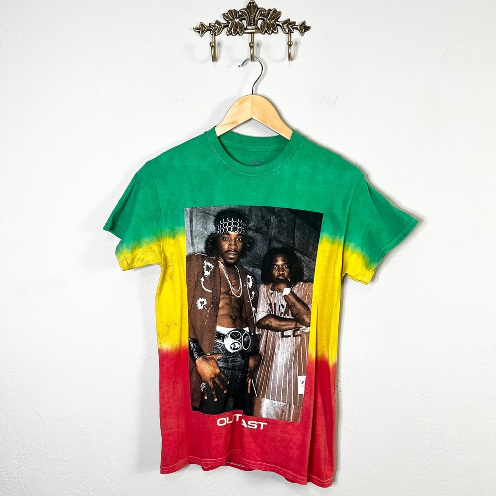 Outkast Tie Dye T‎ Shirt Red Yellow Green Music Merch 100% Cotton Size Small